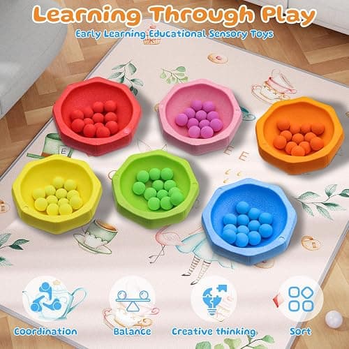 Joybond Stepping Stones for Kids – 6 pcs EPP Balance Sensory Kids Stepping Stones for Toddlers 1-3 for Indoor Outdoor Activity Promoting Toddler's Balance and Coordination Skills thumbnail 2