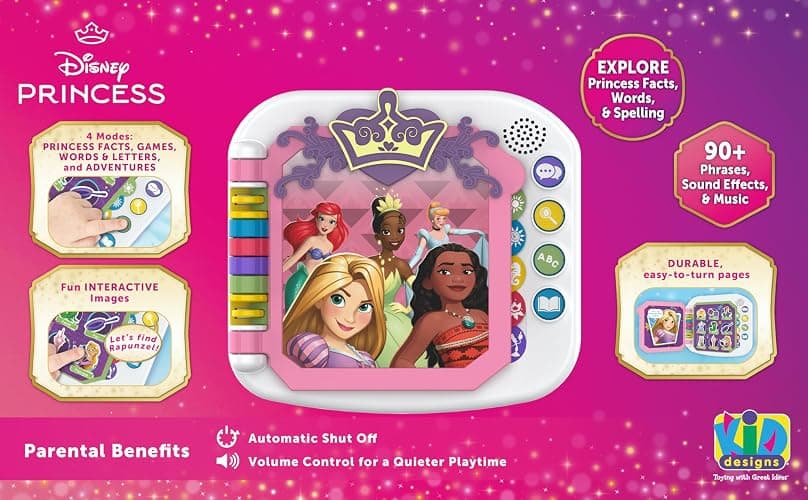 Disney Princess Interactive Book with Preschool Learning Activities, Educational Toys for Toddlers and Fans of Disney Princess Toys thumbnail 4