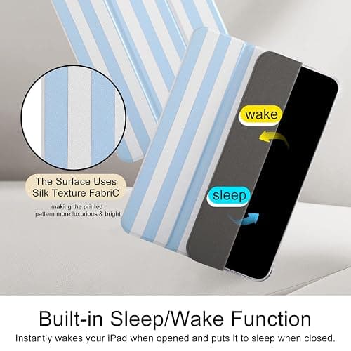 case for ipad 11th Generation11 Inch 2025 (A16 Chip) & 10th Gen 10.9 Inch 2022 - Heavy Duty Scratch-Resistant Hard PC Translucent Back Shell Smart,Cover Wake/Sleep Function,Blue Stripes thumbnail 3