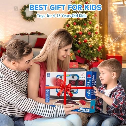 Basketball Hoop Indoor for Kids(4-12 Years Old), Over The Door Basketball Hoop with Scoring, Countdown and Music Accompaniment, Christmas Toys thumbnail 2