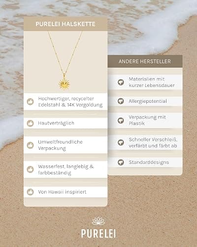 Purelei Sun Kette Damen – Halskette Damen aus langlebigem Edelstahl – Wasserfeste Kette mit Anhänger – 50-55 cm Länge verstellbar – Halskette für deinen individuellen Look thumbnail 4