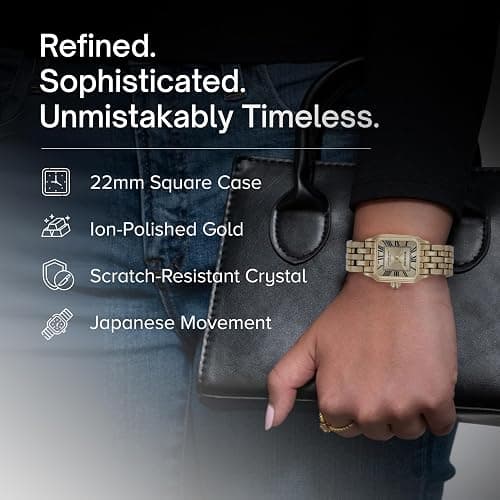 Miykon Women's Dainty Vintage Tank–Square Dress Watch – Jewelry Style Bracelet, Second Hand, Japanese Quartz, Water Resistant thumbnail 2