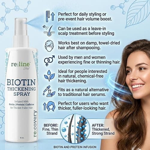 Biotin Hair Thickening and Growth Spray for Thinning and Texturizing - Hair Loss Prevention Tonic for Men and Women thumbnail 8