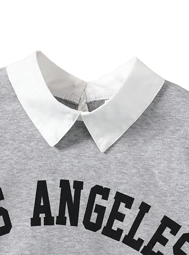 Ecolala Girls 2 Piece Outfits Cute Preppy Graphic Long Sleeve Sweatshirt and Pleated Skirt Set thumbnail 3