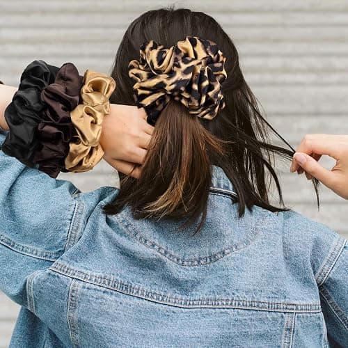XL Big Silk Scrunchies for Women CEELGON Extra Large Scrunchie Satin Oversized Silk Thick Elastic Fluffy Hair Ties Jumbo Gigantic Soft Chiffon Cute Scrunchy Hair Scrunchies 6 Pack thumbnail 9