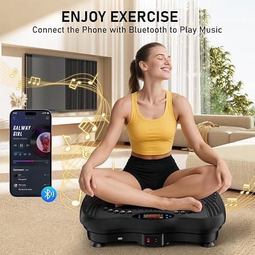 GLYLF Vibration Plate Exercise Machine, 130 Levels Full Body Workout Vibrating Plate for Lymphatic Drainage Weight Loss, 450 Lbs Capacity Shake Platform with Resistance Bands Bluetooth for Women Men thumbnail 4