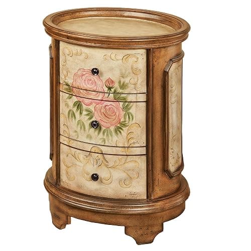 Touch of Class Delilah Oval Aged Walnut Wood Storage Cabinet - Image 1