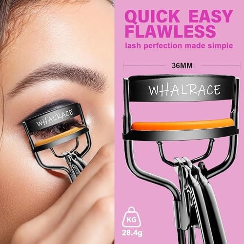 Whalrace Eyelash Curlers with 6PCS Extra Replacement Pads, Premium Quality Eye Lash Curler, Superior Curling Effect, Easy to Hold and Use, Christmas Gifts for Her - Orange Purple Handle thumbnail 7