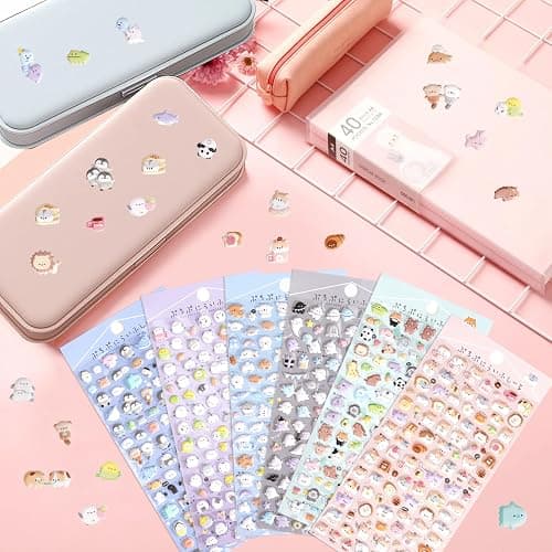 Jactales 600+ Cute Mini Puffy Stickers-Small 3D Tiny Micro Bulk Sticker Set for Kids Girls Adults-Includes Kawaii Japanese Cartoon Ghost Animal Cat Dog Penguin Birds for Phone Case-Removable-6 Sheets thumbnail 5