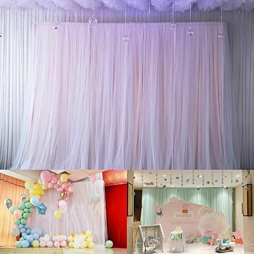 kunghei 10ftx20ft Portable Pipe and Drape Backdrop Stand for Parties Wedding Stage Decoration Photo Photoshoot, Curtain Frame Stand Studio Photography Background Support System Trade Show Display - Type1: 6m/20ft Long-Silver(Not Adjustable) thumbnail 4