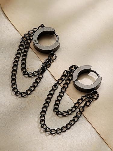 Sacina Huggie Hoop Earrings, Gothic Emo Punk Grunge Earrings, Goth Jewelry, Christmas Jewelry Gifts for Women thumbnail 6