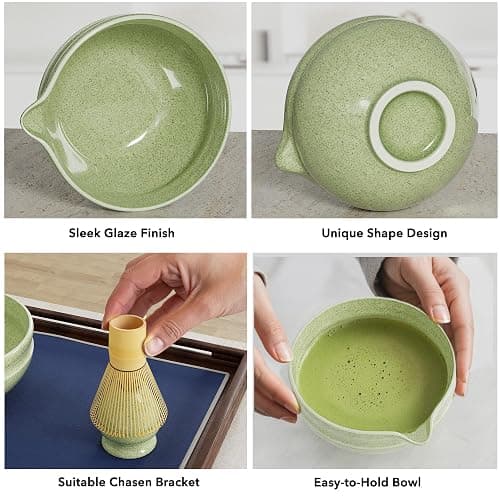Matcha Whisk Set, Perfect Matcha Kit for Matcha Lovers Includes Ceramic Bowl, Bamboo Whisk, Holder, Scoop, Sifter & Cloth - 7 Pcs Matcha Kit thumbnail 5