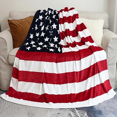 Sviuse American Flag Blanket, Twin Size USA Throw Blanket 60x80 Inches, Gifts Blanket for Bed Couch Chair Fall Winter Camping Living Room Office - Image 1