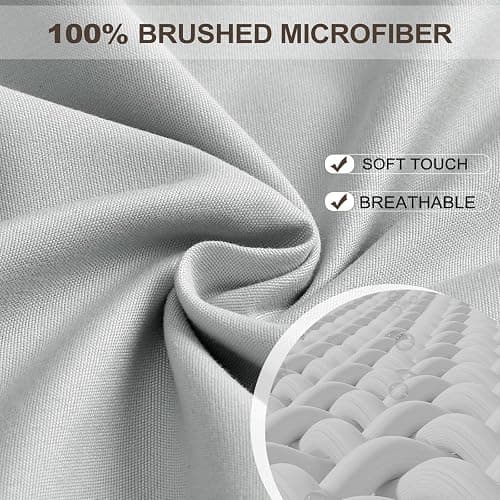 FreshCulture Full Fitted Sheet - Hotel Quality Fitted Sheet - Ultra Soft & Breathable - Brushed Microfiber - Deep Pocket - Cooling Fitted Sheets for Full Size Bed (Light Grey) thumbnail 2