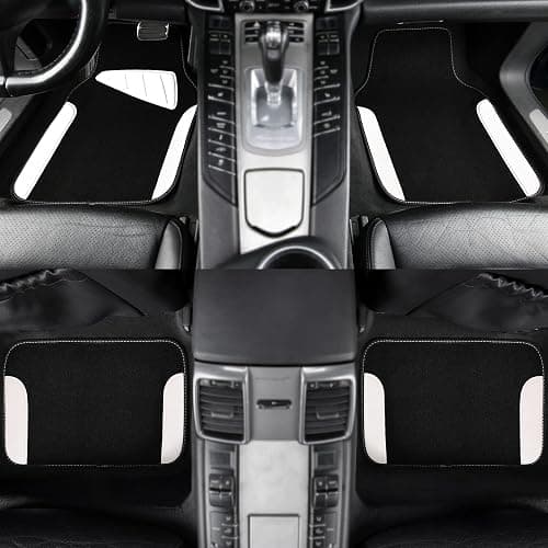 CAR PASS Waterproof Universal Fit Car Floor Mats, Car Mats Fit for SUV,Vans,sedans, Trucks,Set of 4pcs Car Carpet with Driver Heel Pad (White) thumbnail 3