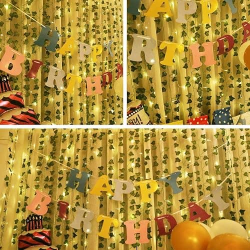KASZOO 12 Pack Artificial Ivy Leaf Plants with 240 LED Window Curtain String Lights, Fake Plants Vine Hanging Garland, Hanging for Wall Party Wedding Room Home Kitchen Indoor & Outdoor Decoration thumbnail 6