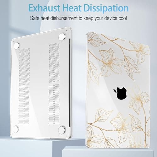 Mektron Case for 2026 MacBook Neo 13-inch A18 Pro chip A3404 Laptop Cover with 13-inch (Diagonal) Liquid Retina Display+ Keyboard Cover+ Screen Protector, Gold Flower S718 thumbnail 3
