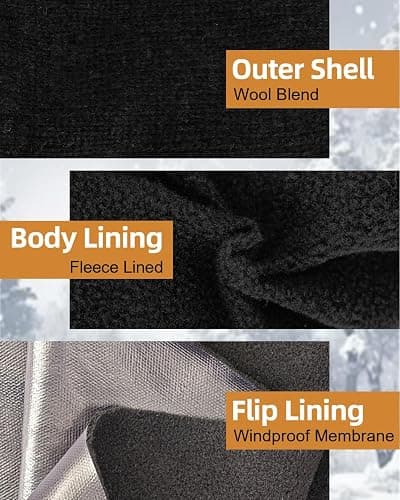 BERGWEISER Flip Winter Gloves, Wool Fingerless Gloves for Women Men Cold Weather, Mittens with Reflective for Christmas thumbnail 2