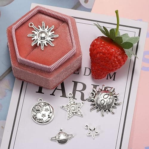 Weyuley 100g Mixed Antique Silver Sun Star Moon Charms Pendants DIY Bracelets Necklace Jewelry Making Craft Wholesale (A469) thumbnail 9