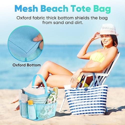 EUDELE Mesh Shower Caddy Portable, 8-Pocket Large Capacity, Quick Dry, Easy Clean, Ideal for Beach, Swimming, Gym, Travel thumbnail 5