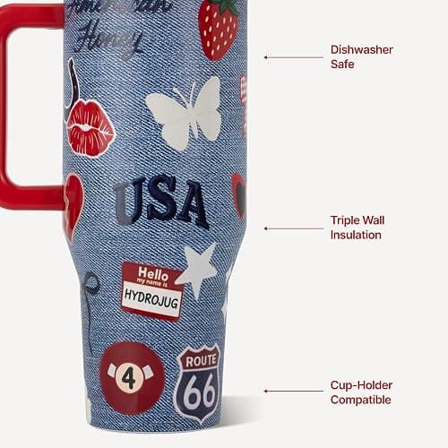 HydroJug Traveler 32oz, Insulated Tumbler with Handle & Straw, American Honey thumbnail 3