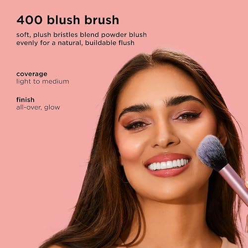 Real Techniques Ultra Plush Blush Makeup Brush, For Loose, Cream, or Pressed Blush, Rosy Glow Cheeks, Fluffy Powder Brush, Aluminum Ferrules, Synthetic Bristles, Vegan & Cruelty Free, 1 Count thumbnail 4