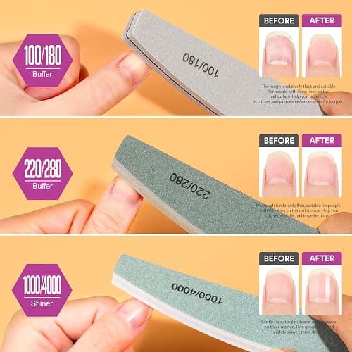 Teenitor Nail File Buffer, Nail Files, Nail Buffer Set to File, Shape,Smooth, Buffer and Shine Nails, Half-Moon thumbnail 5
