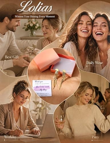LOLIAS Hypoallergenic Long Tassel Gold Dangle Earrings for Women Trendy | Gold Plated Drop Earrings Surgical Steel S925 Sterling Silver Post Pearl Statement Earrings for Wedding Prom Jewelry thumbnail 5