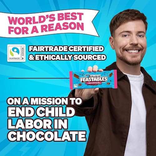 MrBeast Feastables Milk Chocolate Bar, King Size, 10 Count, Creamy Milk Chocolate Candy, Fairtrade Cocoa, 2.1oz Each thumbnail 5