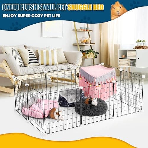 ONEJU Plush Guinea Pig Bed - Plush Guinea Pig Hideout, Removable Cushioned Pillow, Super Cozy, Ideal Burrowing Bed for Small Pets, Dark Gray thumbnail 7