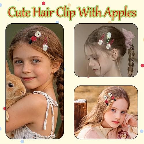 Piepaiho 8PCS Apple Hair Clip Small Fun Star Hair Clips for Girls &Women | Designed for Thick Thin Curly and Normal Hair. These Small Hair Clips Feature Tight Clamping Force To Fix Hair Firmly thumbnail 6