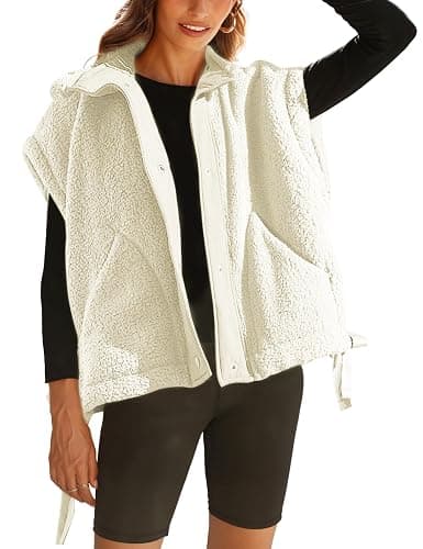 VAOYIU Women's Fleece Vest Casual Sleeveless Oversized Sherpa Jacket Button Down Vests Outerwear with Pockets - Image 1
