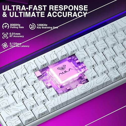AULA Hero 68 HE 60% Gaming Keyboard Wired, Hall Effect Magnetic Switch Keyboard with 8K Hz Polling Rate, Side Printed PBT Keycaps, RGB Backlit Light Box, Customizable Web Software for PC/Mac Gamers thumbnail 5