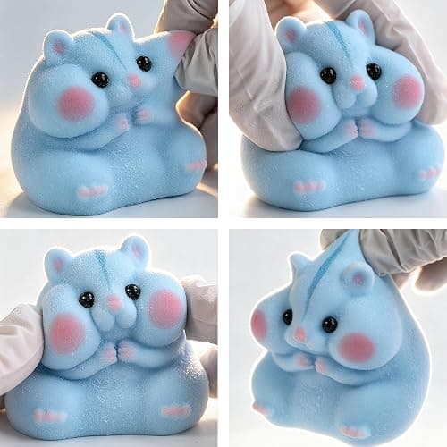 Handmade Taba Squishy Hamster Toy, Cute Squishy Hamster Fidget Toy, Realistic Hamster Toy, Soft Silicone Mochi Furry Toy, Stress Relief Gift for Adults & Kids, Sensory Anxiety Plushie (Blue) thumbnail 3