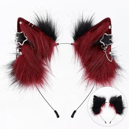 MANYU ZONES Handmade Cat Ears Headband Adjustable Animal Furry Ear Animal Headband Wolf Ear Hairband for Cosplay Christmas thumbnail 5