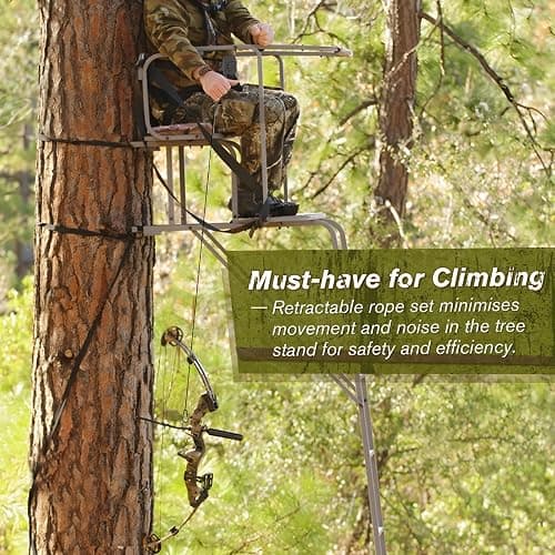 Tomaki Retractable Bow Hoist, 29.5FT Bow & Gear Hoist for Tree Stand, Bow Rope with Crank Handle for Easy Rope Rewinding, Premium Gear Rope, Must Have Accessories for Tree Stand Climbing Safety thumbnail 7
