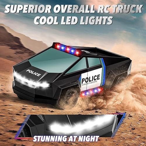 Remote Control Car Toys, 1:20 Police Theme RC Truck with Flashing LED Lights and Loadspace, 2.4 GHz Rechargeable Racing RC Cars Vehicle Toys for Kids Boys Girls 3 5 7 10, Christmas Birthday Gift thumbnail 4