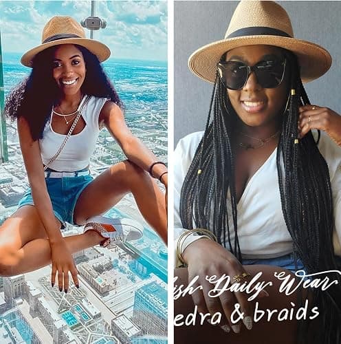 FURTALK Sun Hats for Women Men Adjustable Summer Panama Fedora Wide Brim UPF 80+ Foldable Packable Straw Beach Hat thumbnail 9