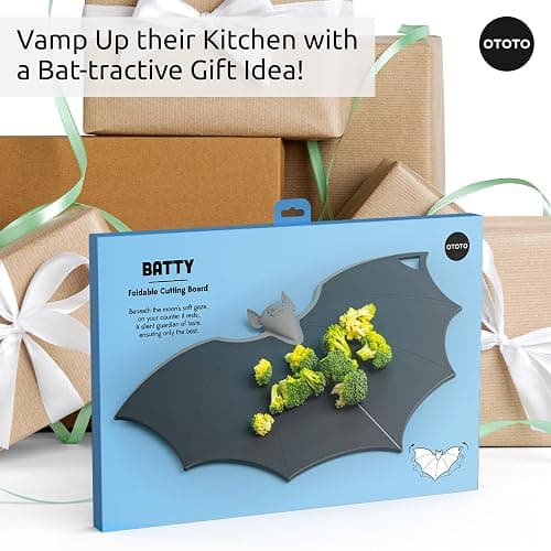 OTOTO Cutting Board - Wooden & Plastic Cutting Boards for Kitchen, Fun & Spooky Kitchen Gadgets, Housewarming & Goth Gifts, Dishwasher Safe (Bat, Plastic) thumbnail 8