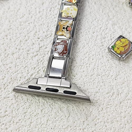 Stainless Steel Connector for Use with Apple Watch – Compatible with Italian Charm Bracelet to Create Custom Watch Band, Fits 38–49mm, Gold/Silver/Black/Rose Gold thumbnail 3