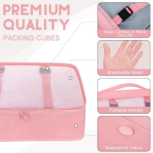 10 Set Packing Cubes for Travel, Travel Organizer with Hanging Toiletry Bag and Shoe Bag, Luggage Organizer Bags for Travel Essentials Women Men thumbnail 3