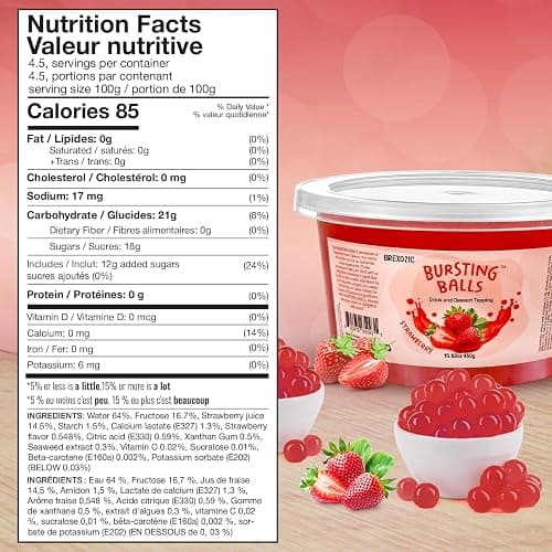 Strawberry Boba Pearls, Strawberry Popping Boba Bursting Boba, Strawberry Bubble Tapioca Pearls For Bubble Tea 1 Pound (Strawberry, 1 LB Pack of 1) thumbnail 3