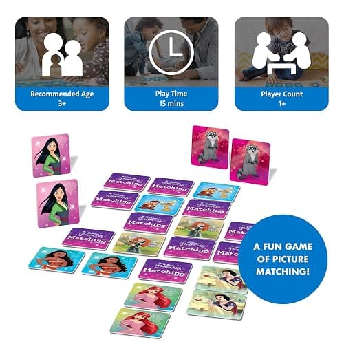 Wonder Forge Disney Princess Matching Game - Fun Memory Game for Kids Ages 3 and Up - Toddler Learning Toy Featuring Belle, Ariel, and Elsa and more Disney Princesses - Packaging May Vary thumbnail 3
