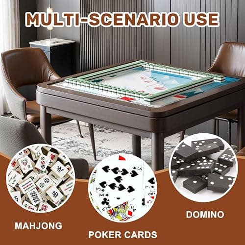 Mahjong Mat for Table Winter Mountain Landscape Pair skis Snow ski Lift 31.5" x 31.5" Non-Slip Noise-Reducing Game Mat Premium Mahjong Accessories for Poker Dominoes Hosting thumbnail 3