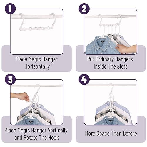 Mr. Pen- Space Saving Hangers for Clothes, 16 pcs, White, Plastic Multi Clothes Hangers Space Saving, 5 Slots, 360° Rotating Hooks thumbnail 5