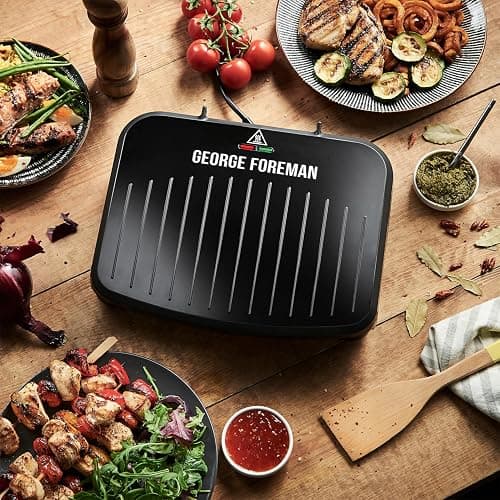 George Foreman Medium Electric Fit Grill [Non stick, Healthy, Griddle, Toastie, Hot plate, Panini, BBQ, Energy saving, Vertical storage, Easy clean, Drip tray, Ready to cook light] Black, 1630W 25810 thumbnail 7