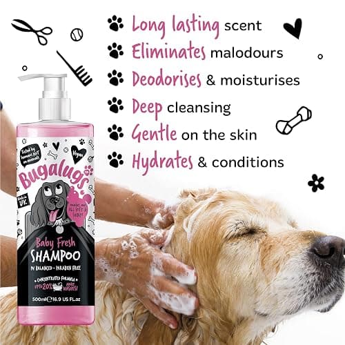 BUGALUGS Baby Fresh Dog Shampoo 16.85 FL Oz - Grooming Product for Smelly Dogs With Baby Powder Scent - Best Puppy Shampoo, Conditioner, Vegan and Professional Pet Shampoo thumbnail 3