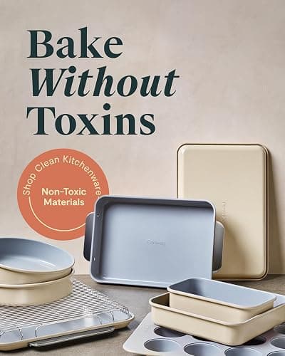 Caraway Nonstick Ceramic Bakeware Set (11 Pieces) - Baking Sheets, Assorted Baking Pans, Cooling Rack, & Storage - Aluminized Steel Body - Non Toxic, PTFE & PFOA Free - White thumbnail 2