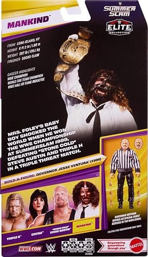 Mattel WWE Elite Collection Action Figure & Accessories, Premium Live Event Mankind Set, SummerSlam Series with Jesse “The Body” Ventura Build-A-Figure Parts​​​​​ thumbnail 6