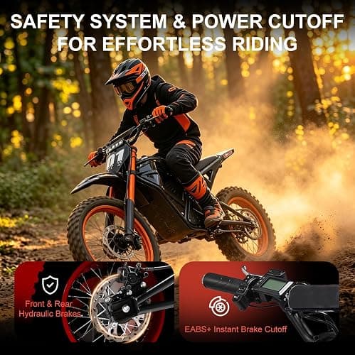 YJOVELA Electric Dirt Bike for Teens Adults, 3600W 3 Speed Mid-Drive Motor E Dirt Bike, 38MPH Off-Road Electric Motorcycle, 48V 23Ah Battery 53 Miles Long Range Dual Hydraulic Nitrogen Shock Absorbers thumbnail 4